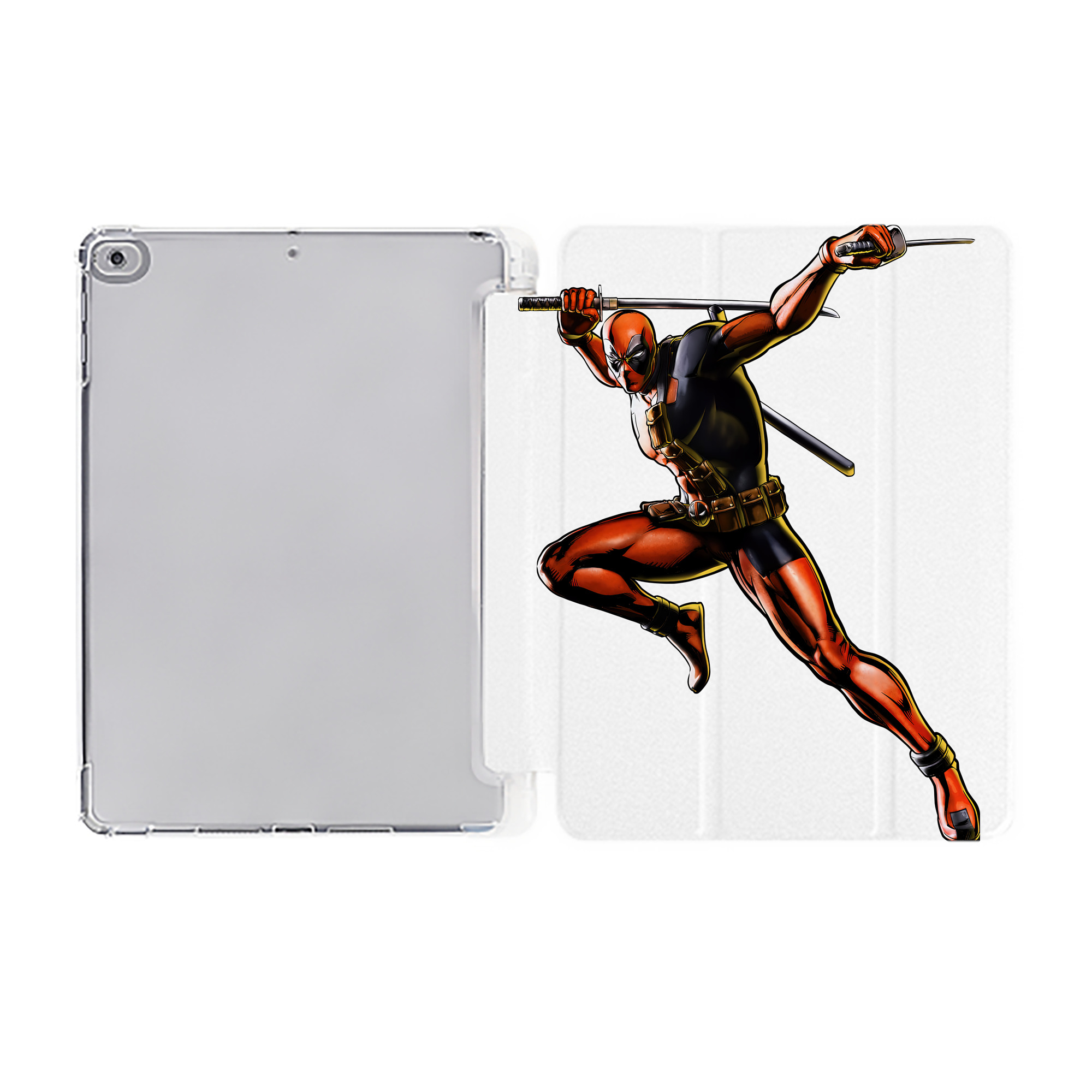 （画像用） Deadpool デッドプール IPad ケース ペン収納付き 三つ折りスタンド PUレザー×シリコン 対応機種9.5/10.5/10.9インチ